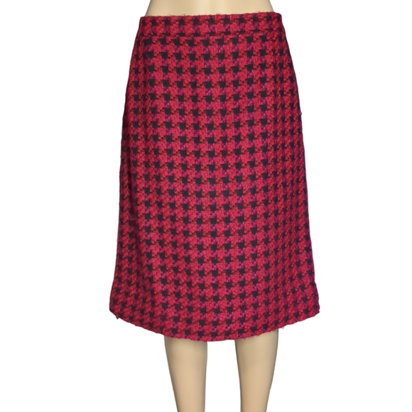 Liz MoOdy Pink Red and Black Checkered Luxury Skirt Size 14 - Picture 7 of 16